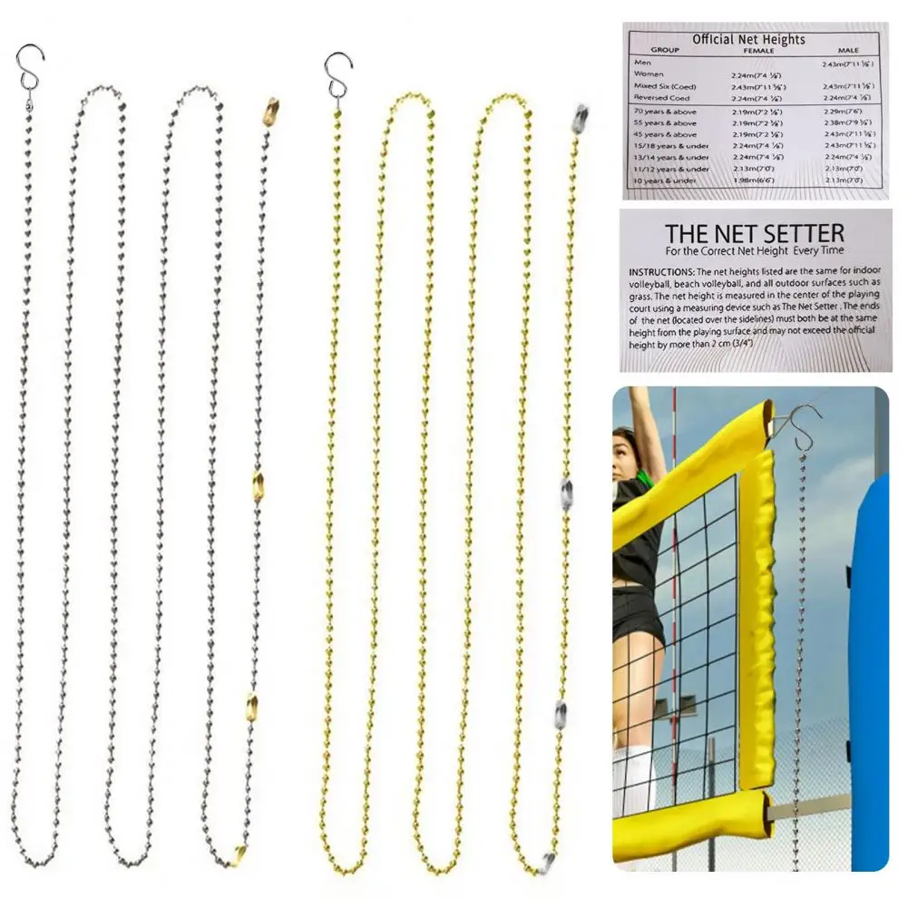 

2Pcs Net Height Chains with Hooks Measuring Volleyball Net Measure Chains Copper Volleyball Net Measurer Training Equipment