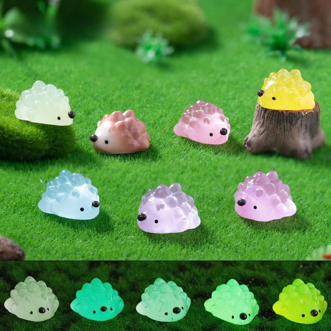 10/20/50pcs 어둠 속에서 미니 고슴도치 광선 미니 동물 수지 인형 빛나는 미..