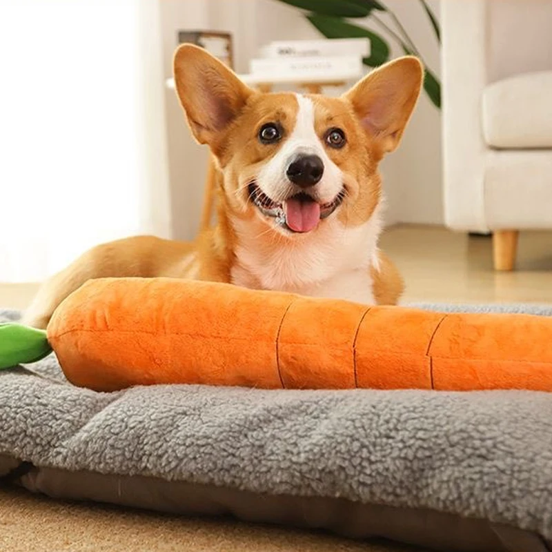 Carrot Plush Chew Toy for Dogs - Pet Sound Playing Accessory