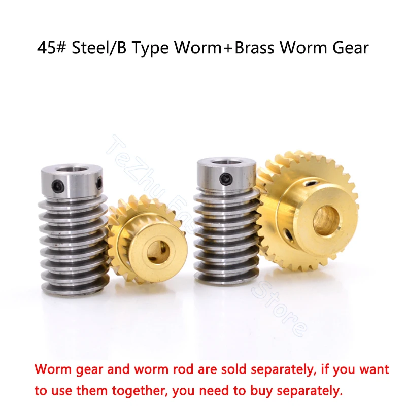 1pc 1M Turbine Worm Gear 15Teeth 20Teeth 25Teeth 30Teeth Transmission Ratio 1:15/20/25/30 Brass Gear 45# Steel Worm electric bike gear motor gear transmission gear electric chain saw gear cassette deck tape gear