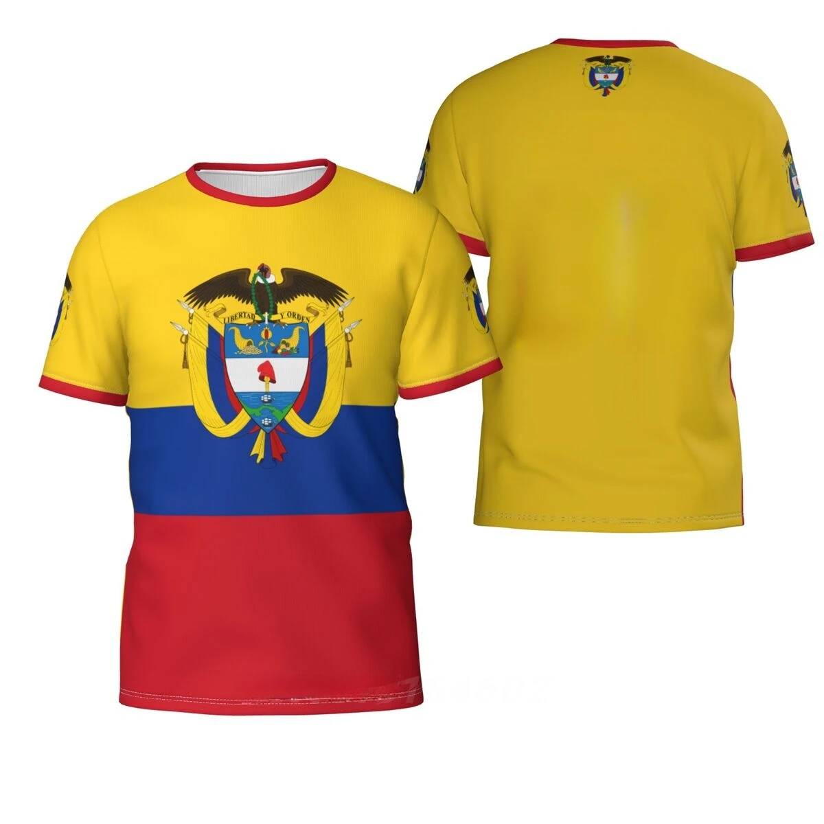 

2024 Summer Colombia Turkish Flag T-shirt, 3D Printed Colombia National Emblem Casual Oversized Round Neck Short-sleeved Top