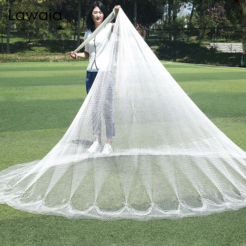 

Lawaia Traditional Casting Net White Nylon Thread Iron Steel Pendant Weight Hand Throwing Fishing Nets Landing Net Catch Fish