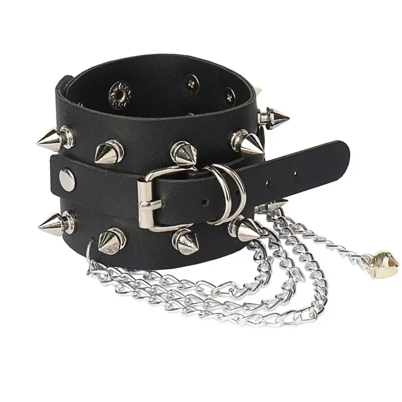 Bracelet Jewelry Punk Hip Hop Rock PU Leather Bracelet Unisex Chain Skull Pentagram Rivet Party Accessories