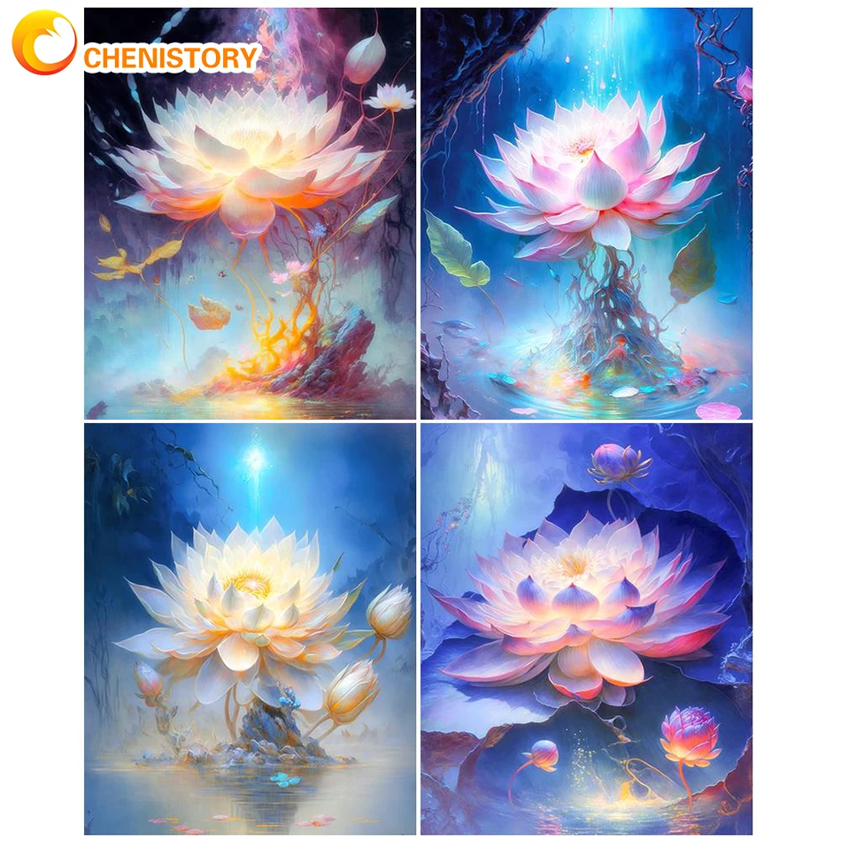 

CHENISTORY Acrylic Paint By Number 50x65 Unframe On Canvas DIY Kits For Adults Coloring Drawing Painting By Number Flower Decor