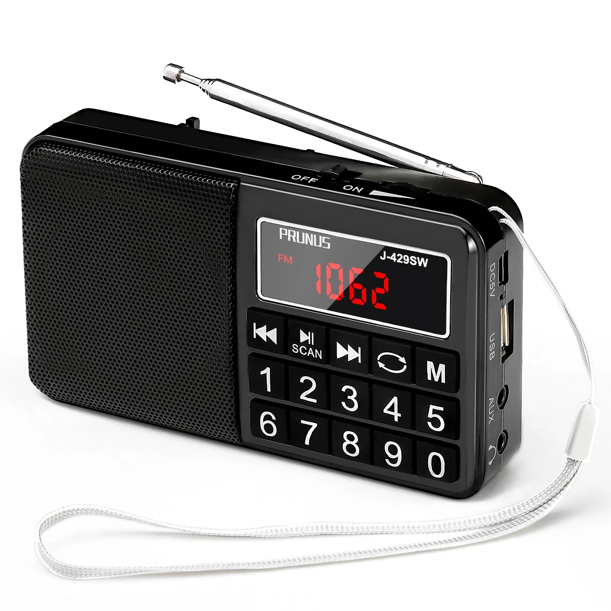 PRUNUS J-429 Digital Portable Radio AM SW Super Bass Stereo FM Radio  Speaker with TF USB AUX Lock Button Rechargeable Battery - AliExpress
