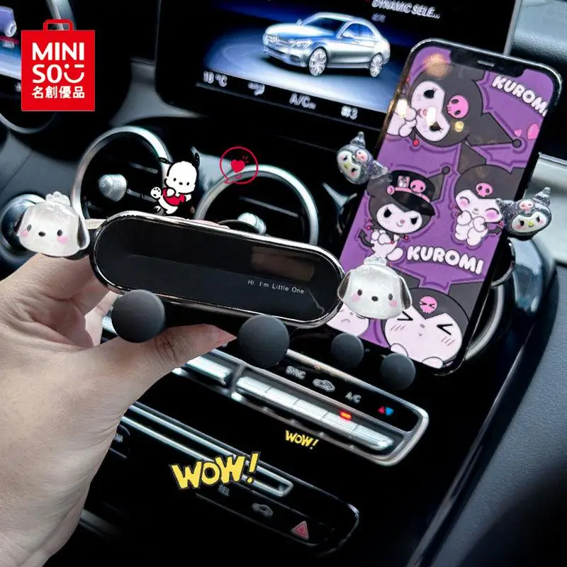 

MINISO Sanrio Mymelody Kuromi Cinnamoroll Cartoon Cute New Car Phone Holder Air Vent Navigation Kawaii Car Fixed Support Bracket