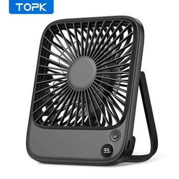 TOPK Rechargeable Portable Fan Electric Mini fan for Camping,2000mah Battery USB Desk Fan Small Silent Table Fans for Room Home 1