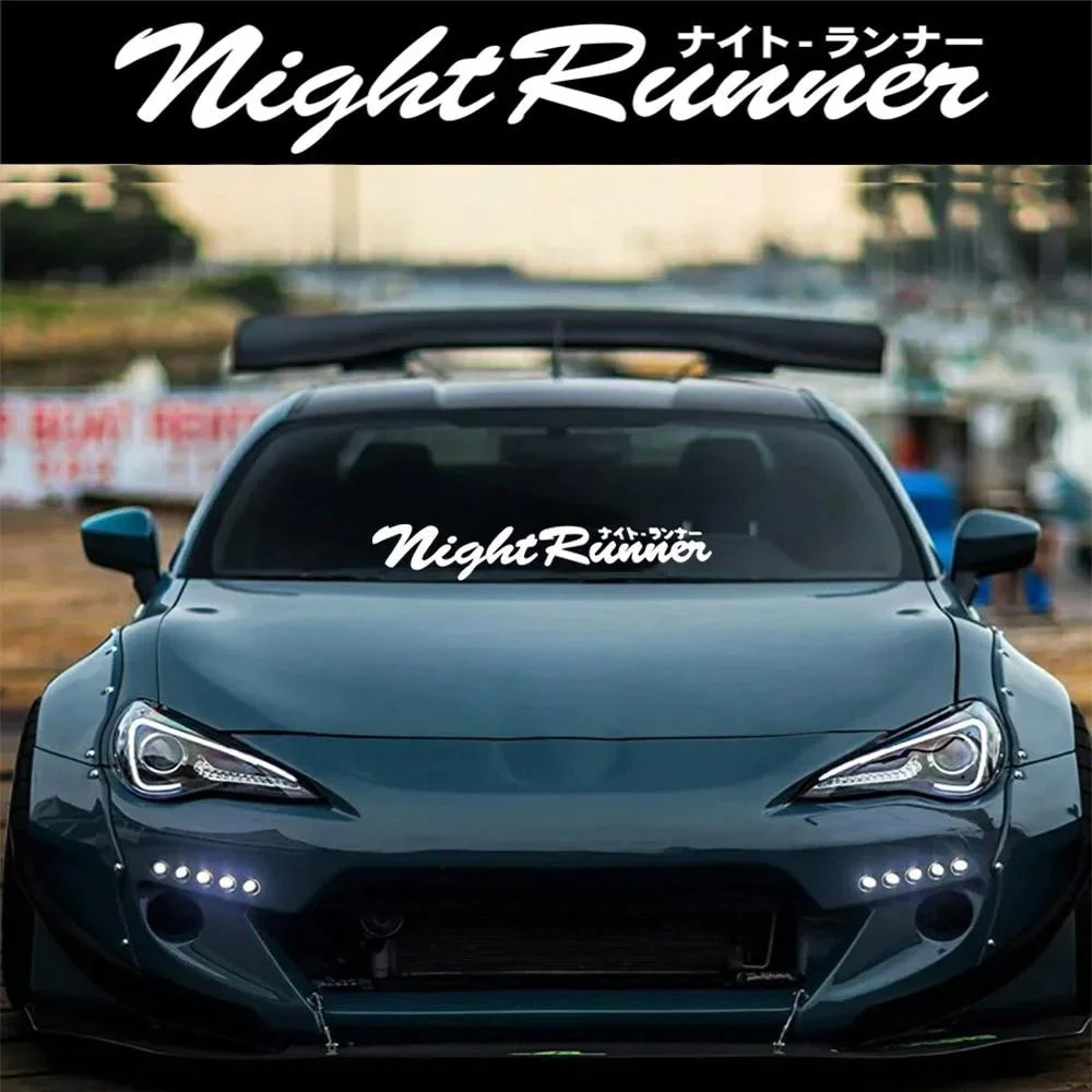 

For Japanese JDM Racing Sticker Night Runner Front Windshield Waterproof Car Sticker Reflective Safety Warning Decals