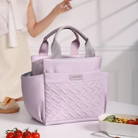 Women Insulated Lunch Bag Oversized Opening Handbag Leak Proof Refrigerated Bag with Side Pockets Suitable for Picnicking 1