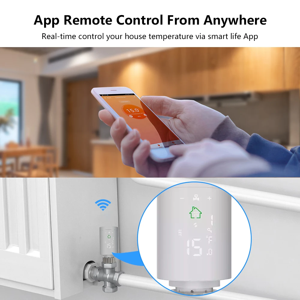 Smart Thermostat Temperature Controller Thermostatic Valve Controller Tuya Zigbee 3.0 TRV Thermostat Smart Radiator Actuator Valve Thermal Head Programmable Temperature Controller Alexa Google Home