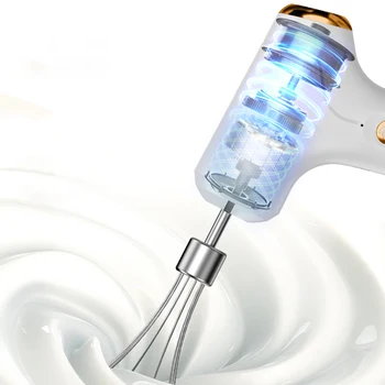 Handheld Mixer Electric Mixer Mini Electric Whisk USB Rechargeable Egg Beater Set with One-Touch Speed Control for Kitchen 5