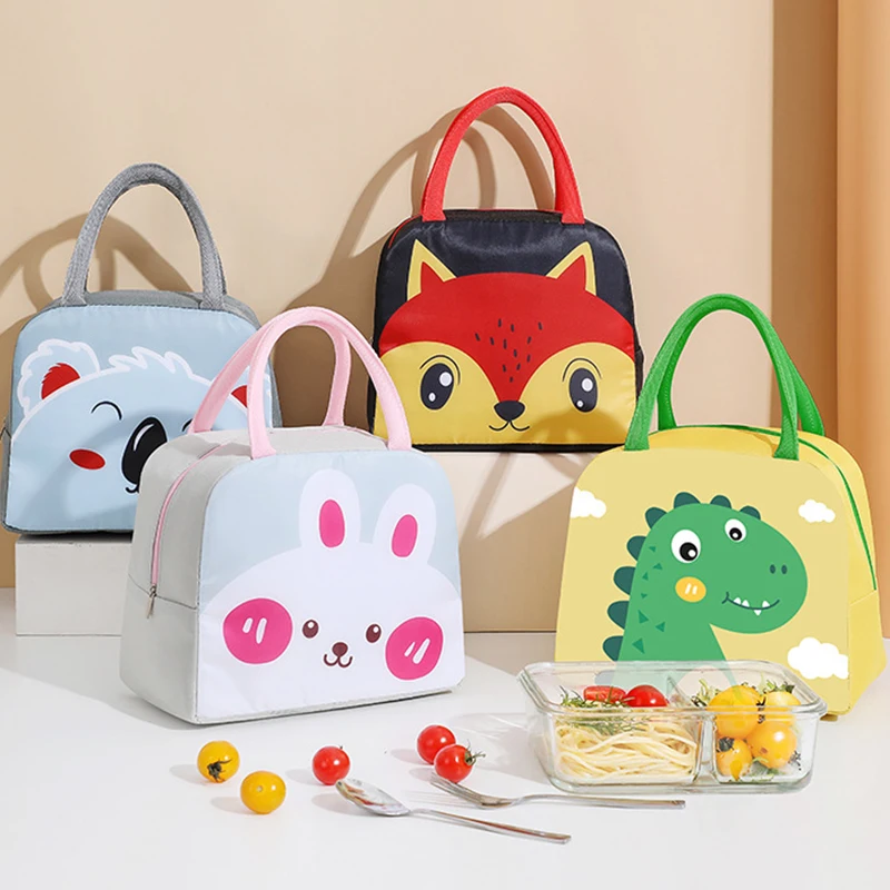 Cartoon Cute Lunch Bag For Children Aluminum Insulation Keep Temperature Lunch Box Hangbag Outdoor Picnic Food Storage Bags New