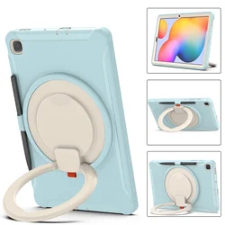 Kids Safe Shockproof Tablet Case with Ring Stand - TPU + PC Protection (Ice Crystal Blue)