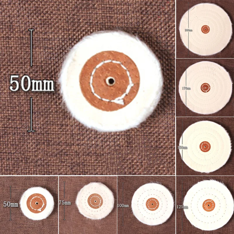 

1Pcs 50mm-200mm White Cotton Lint Cloth Buffing Wheels Gold Silver Jewelry Mirror Polishing Wheels Arbor Buffer Grinder Pads