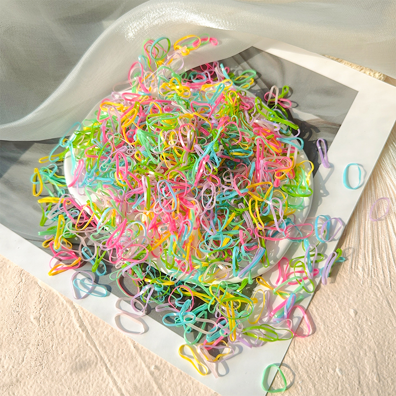 500Pcs/bag Girls Colourful Disposable Rubber Band Hair Ties Headband Children Ponytail Holder Bands Kids Hair Accessories