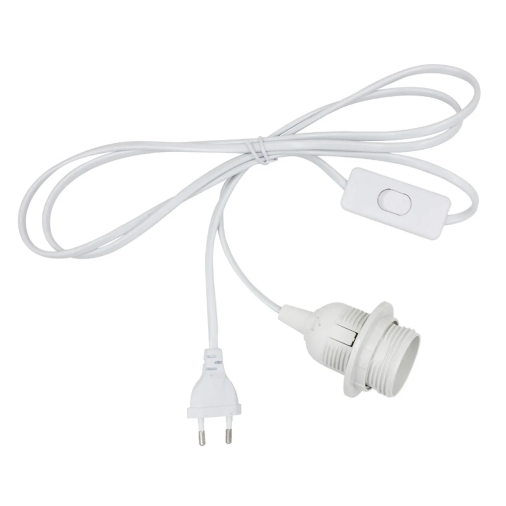 EU US Plug 1.8m Power Cord Cables E27 Full Teeth Lamp Base Holder With Switch Wire For Pendant Led Light Bulb lamp Accessory