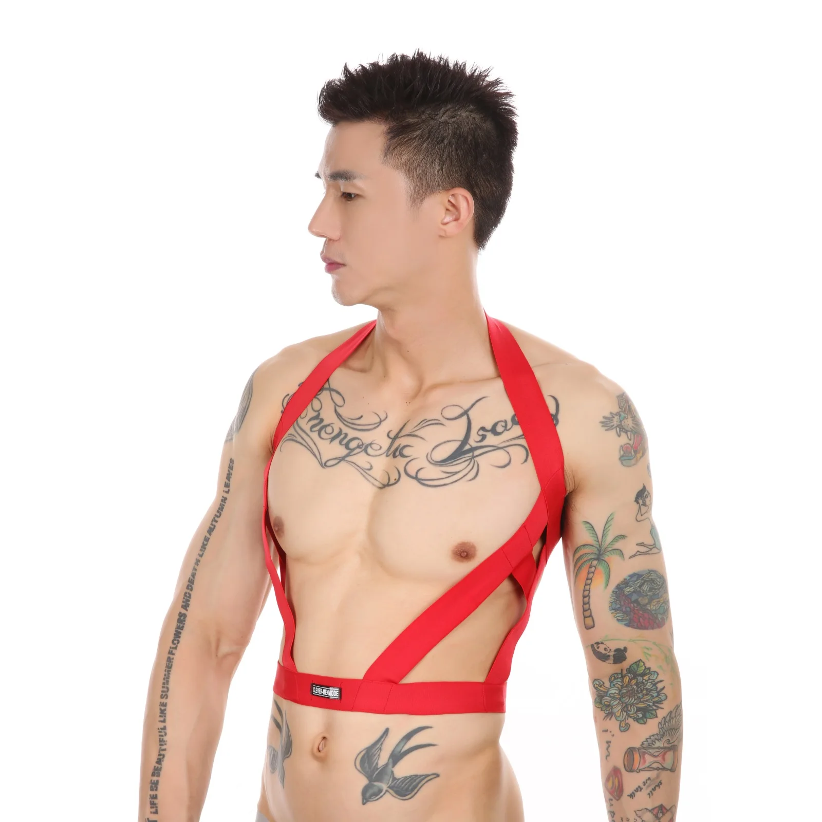 cosplay CLEVER-MENMODE Sexy Harness Men BDSM Hollow Out Bondage Halter Elastic Body Chest Belt Fetish Costumes Nightwear Exotic Lingerie cosplay