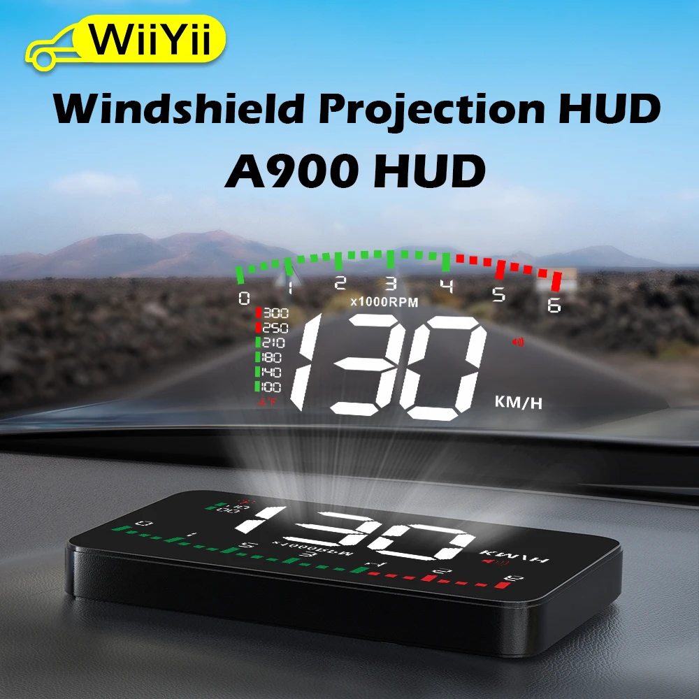 Проекционный дисплей на лобовое стекло WiiYii A900, проекционный дисплей на лобовое стекло, дисплей на лобовое стекло OBD2, дисплей температуры воды, сигнализация скорости, бытовая электроника