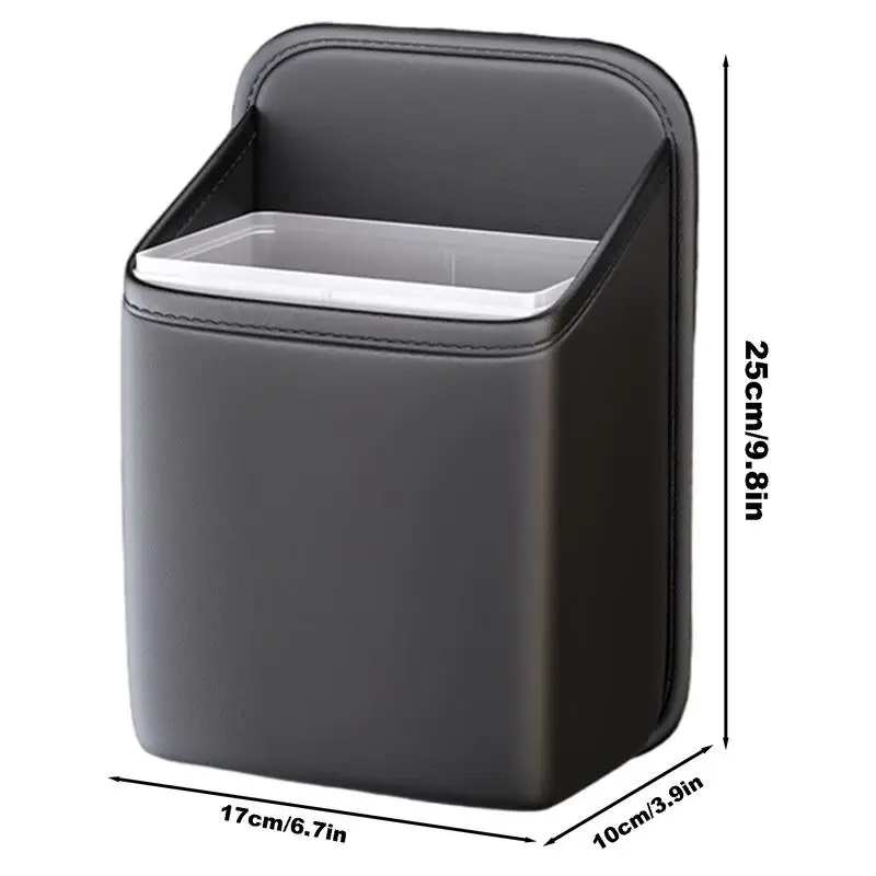 Automotive Garbage Cans PU leather Waterproof Trash Can Storage Box Adhesive Backseat Trash Bin Car Storage Organizer