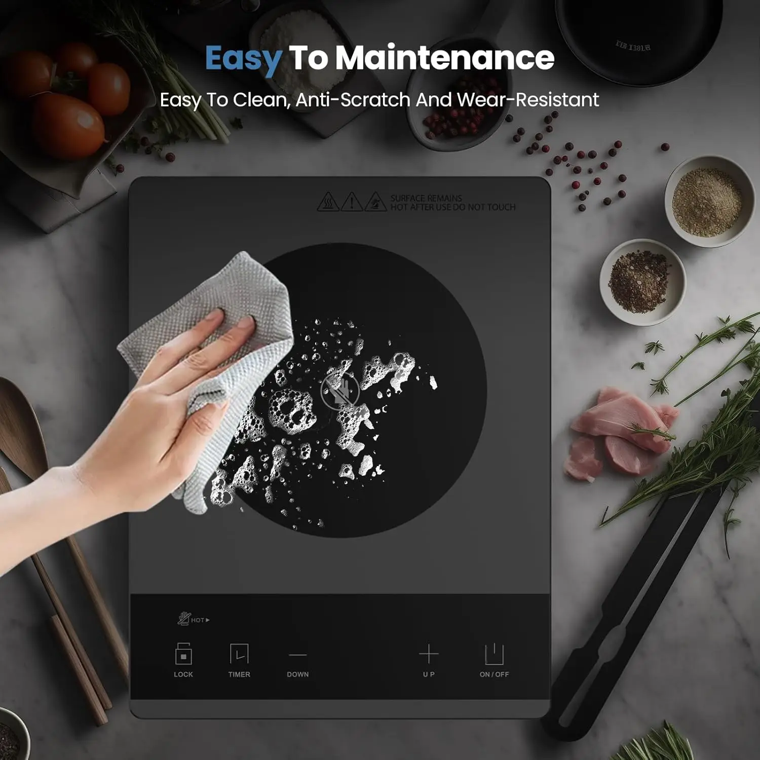 Electric Hot Plate Single Burner Portable Ceramic Cooktop For Cooking Ultra-thin Electric Stove Infrared Burner Cooker 1800W