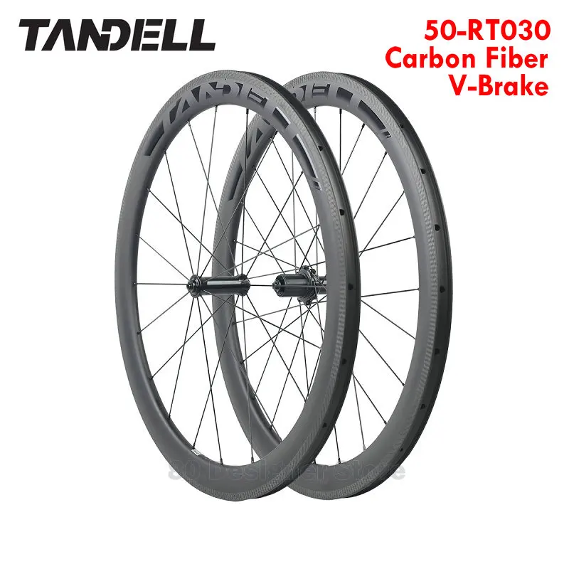 

TANDELL RT030 Rim Wheels Road Bike Wheels Toray T700 Carbon Fiber Clincher Tubeless Ready 50MM Depth V Brake Shimano 11S CS Body