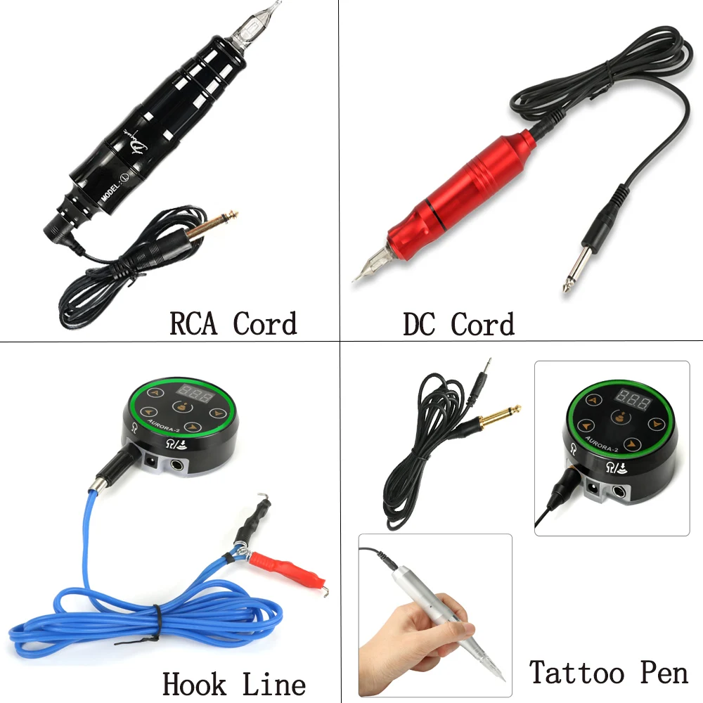 15cm 30cm 60cm guitar effects pedal cable flat patch connector 6 35mm mono plug copper core wire adapter line round head High Quality Tattoo Machine Clip Cord RCA/DC Plug For Tattoo Power Supply Pedal Hook Line Audio Cable Permanent Makeup Accessory