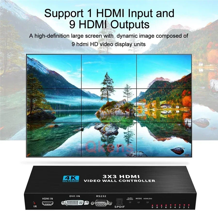 4K 3x3 Video Wall Controller 1x2 1x3 1x4 2x3 2X4 2X2 HDMI Video Wall Controller