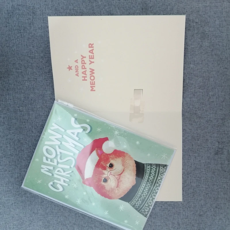 Kreative Katze miauen Weihnachtskarte Endless Meowy Musikkarte Süße Katze Weihnachtskarte Neujahr Postkarten Kindergeschenke 2026 – Detail 8