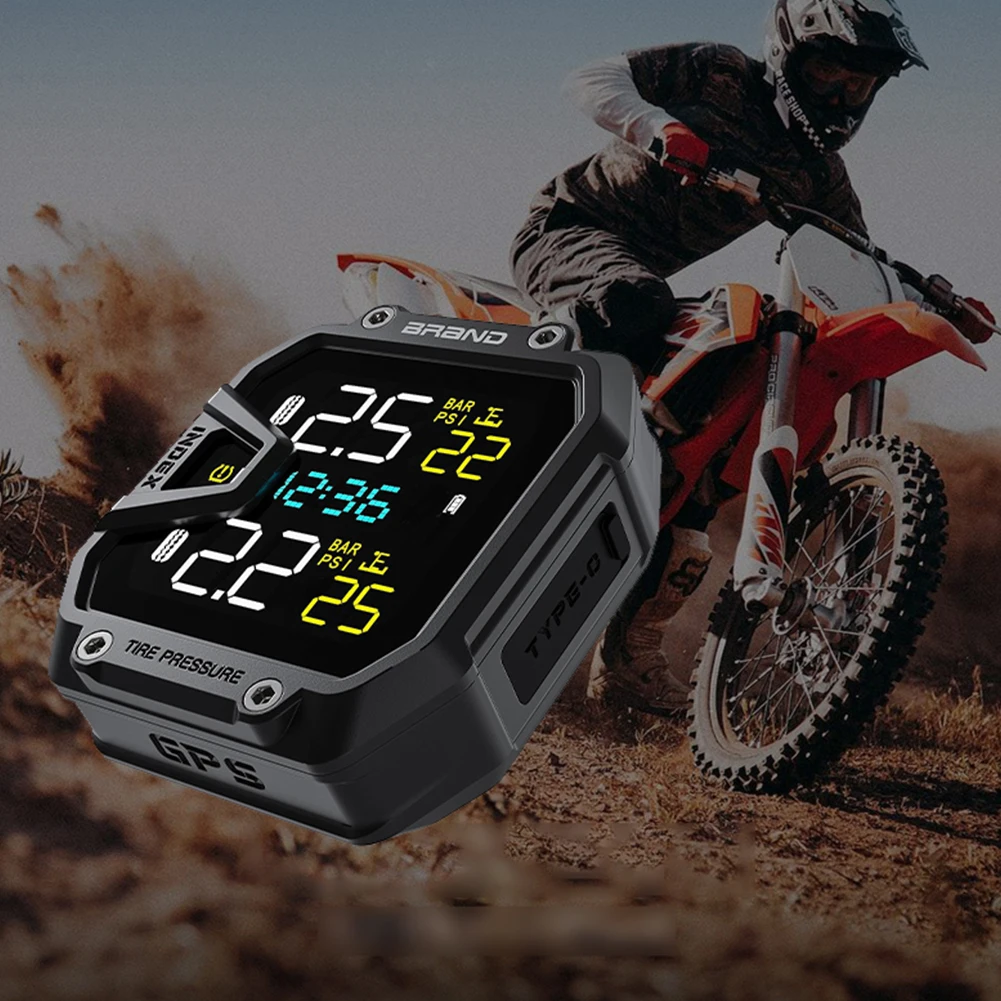 Motorcycle TPMS Tire Pressure Monitoring System with 2 Sensors Motorbike Tyre Pressure Temperature Alarm Accessories