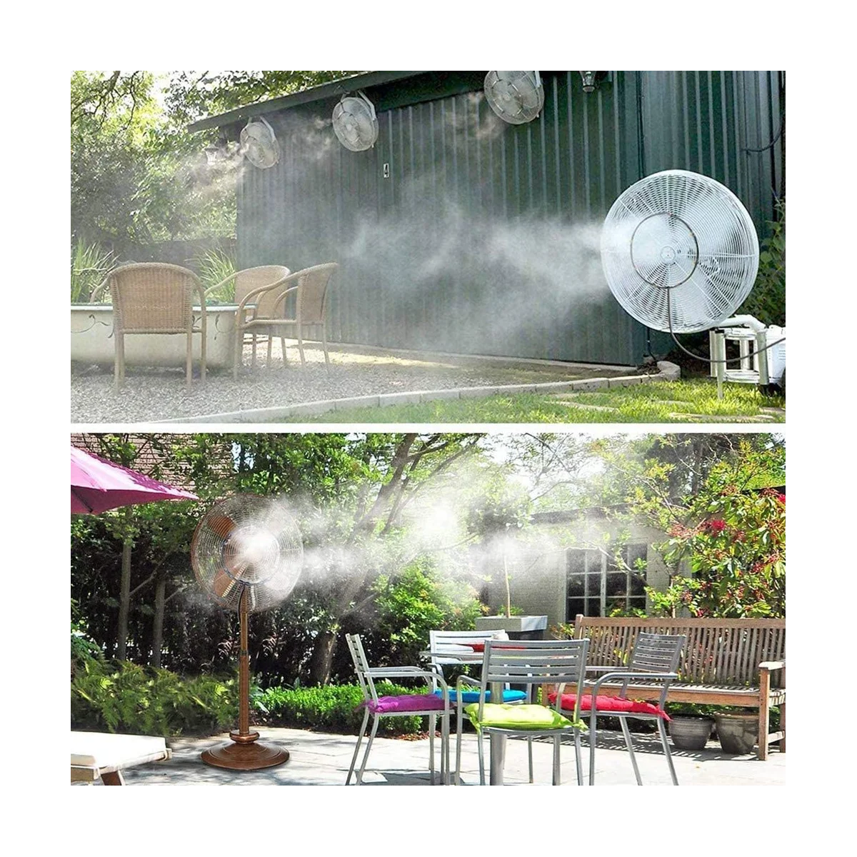 Outdoor Misting Fan Kit Fan Spray Ring Spray Tube Misting Cooler Water Cool-Ing Patio EU Standard Interface