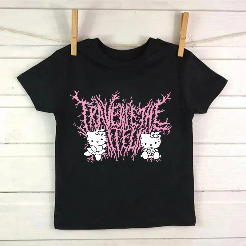 thumbnail image 1 of Camiseta de verano de los años 2000 con Hello Kitty para niños, bonita camiseta de Sanrio para niños, ropa de manga corta, camiseta para niños y niñas, 1 of 5
