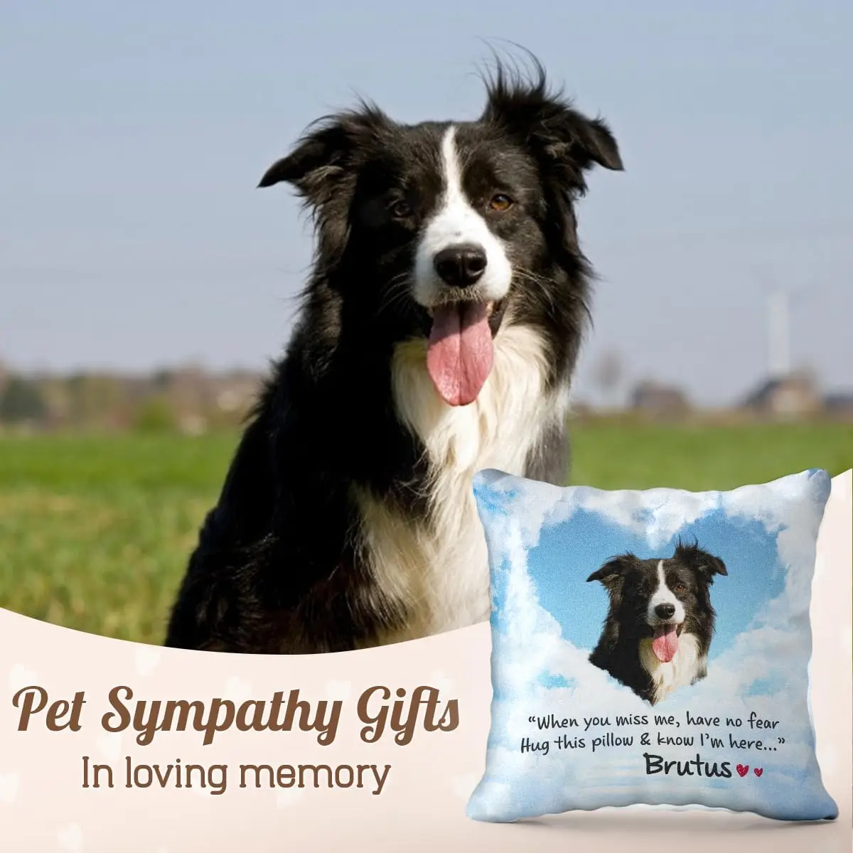 Personalisiertes Haustierkissen, individuelles Hundefoto mit Namen, quadratisches Kissen, Geschenk für Hundebesitzer, Heimdekoration für Wohnzimmer, Geschenk für Familie – Detail 12
