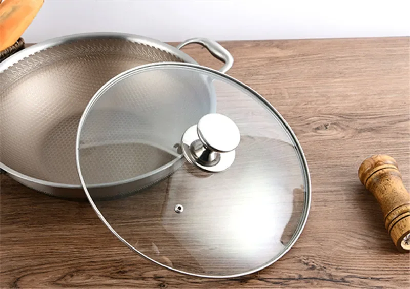 Premium Glass and Stainless Steel Frying Pan Lid with Heat-Resistant Handle