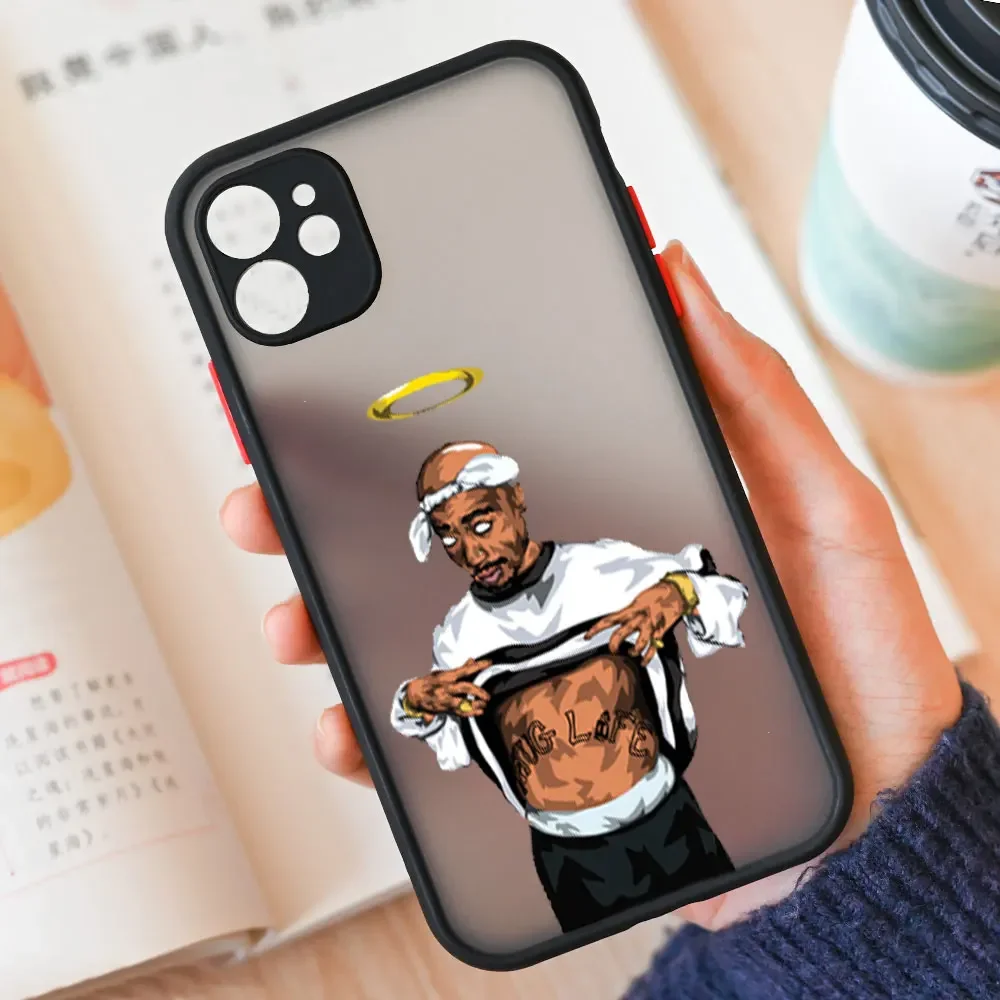 Rapper 2Pac Tupac Shakur Phone Case for IPhone 15 14 13 12 11 Pro Max Mini X XS Max XR 8 7 Plus SE2 Shockproof Hard Cover Fundas