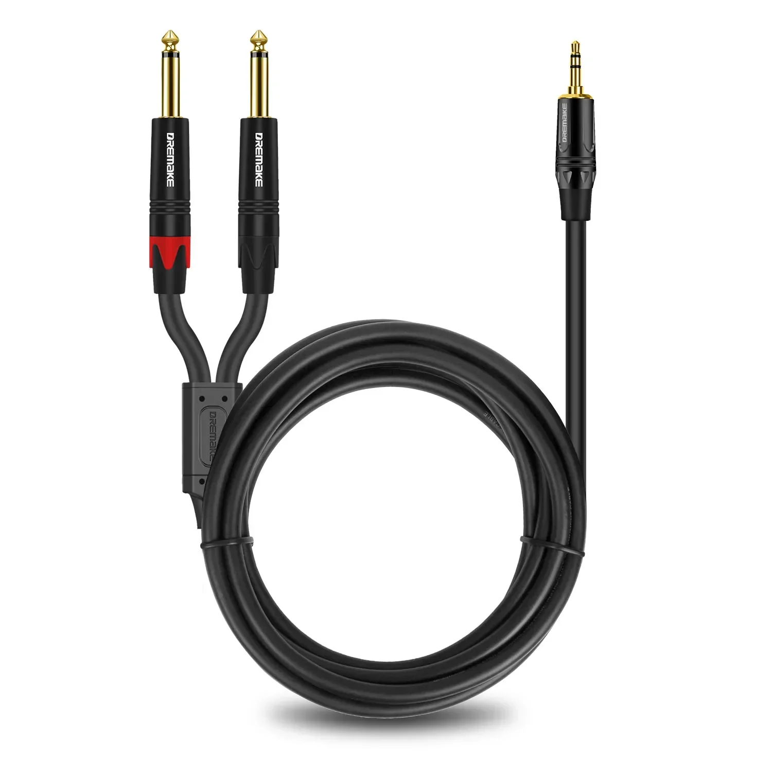 DREMAKE 3.5mm 1/8 TRS- 6.35mm 1/4 TS  ̺ TRS 1/8  2x1/4 TS M-M ׷  Y ø 극ũ ƿ ̺