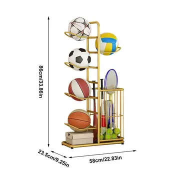 Basketball Storage Rack Vertical Ball Holder Storage Rack Multilayer Metal Sports Ball Storage Stand Garage Organizer For 6