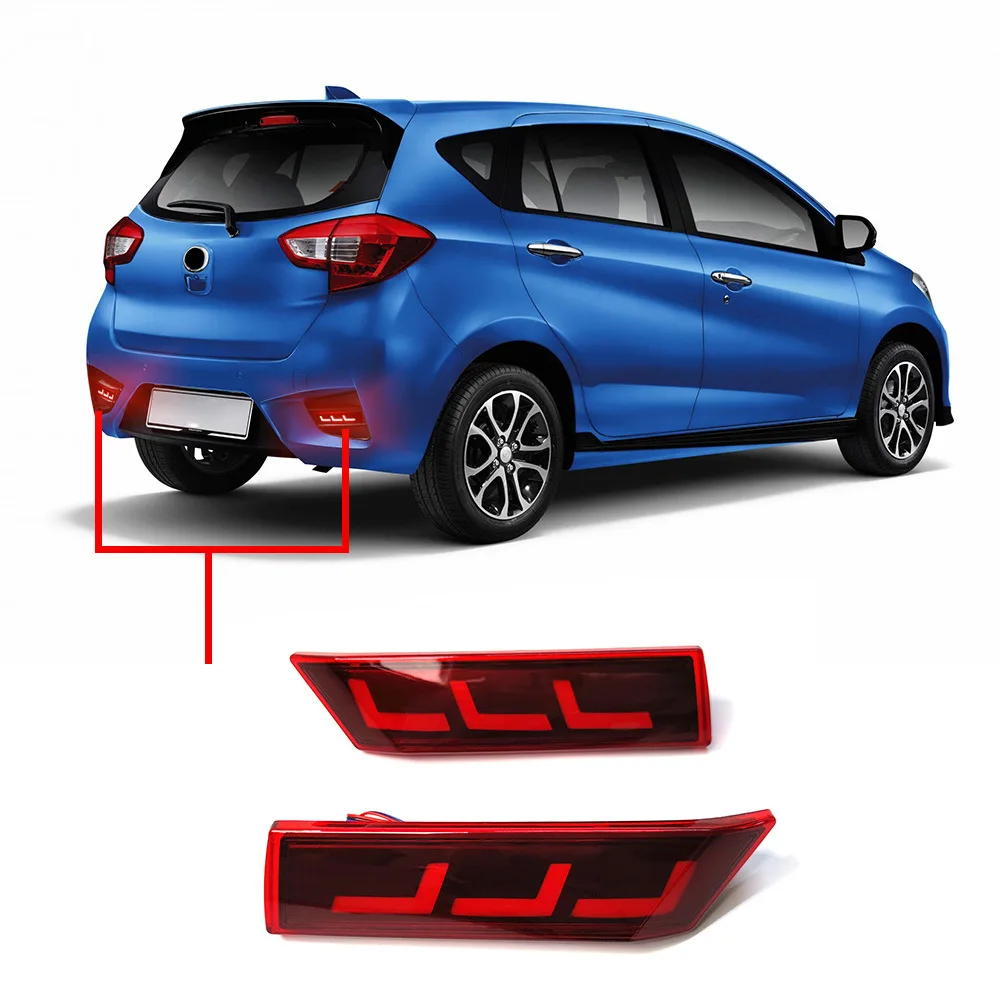 for PERODUA MYVI 2018 Malaysia 2Pcs Car Rear Bumper Light Reflector Driving Brake Light Dynamic Turn Signal Rear Fog Lamp detail image 1
