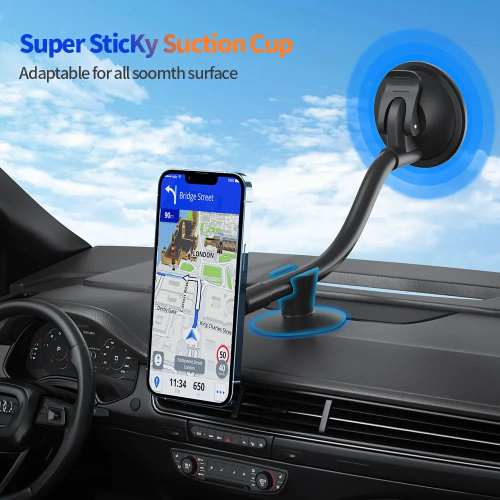 XMXCZKJ Magnetic Car Phone Holder Universal Long Arm Windshield Car Phone Mount Holder for iPhone X 8 8 Plus 7 7 Plus 6 6 Plus