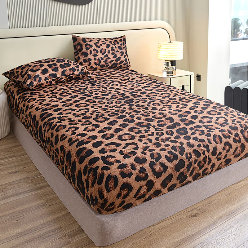 Leopardenmuster Spannbettlaken Reaktiv Bedruckte Sabanas Cama Matrimonial 90/120/140/150/160/180 Matratzenbezug Doppelbettlaken – Detail 5