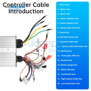 48V/60V/72V/84V E-bike 2000-3000W Controller Brushless a tre modalità per parti di scooter elettrici per triciclo Ebike