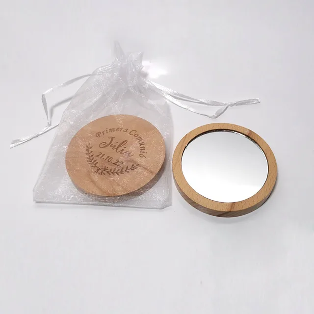 Pequeños Espejos De Bolsillo Portátiles De Madera Mini Espejo De Maquillaje  De Madera Regalo Del Favor Del Banquete De Boda Logotipo Personalizado  CCA6747 De 1,06 €