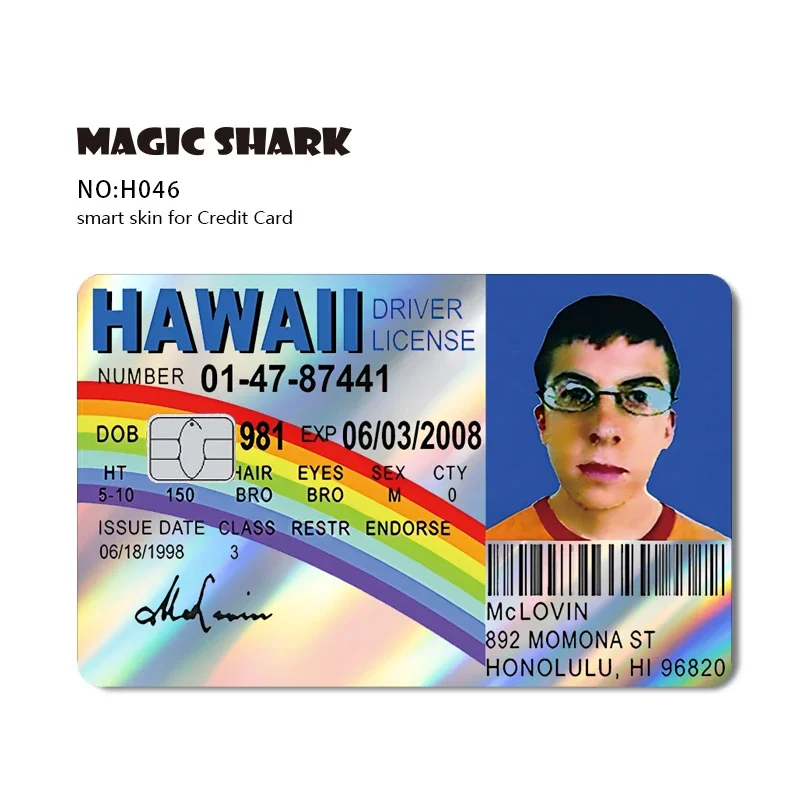 Magic Shark Mcloving Spider Anime Shinny Laser Olografico Pellicola adesiva in pelle opaca per carta di credito bancaria di debito