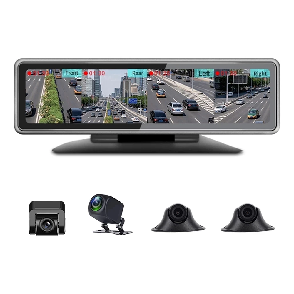 Панорамный видеорегистратор 360 ° 12 дюймов 4-канальный FHD 1080P IPS с сенсорным экраном