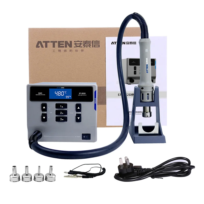 Hot Air Gun Soldering Station Heat Gun ATTEN ST-862D Hot Air Gun Soldering Station Lead-free Intelligent Digital Display 1000W Rework Station For Phone PCB Chip Repair