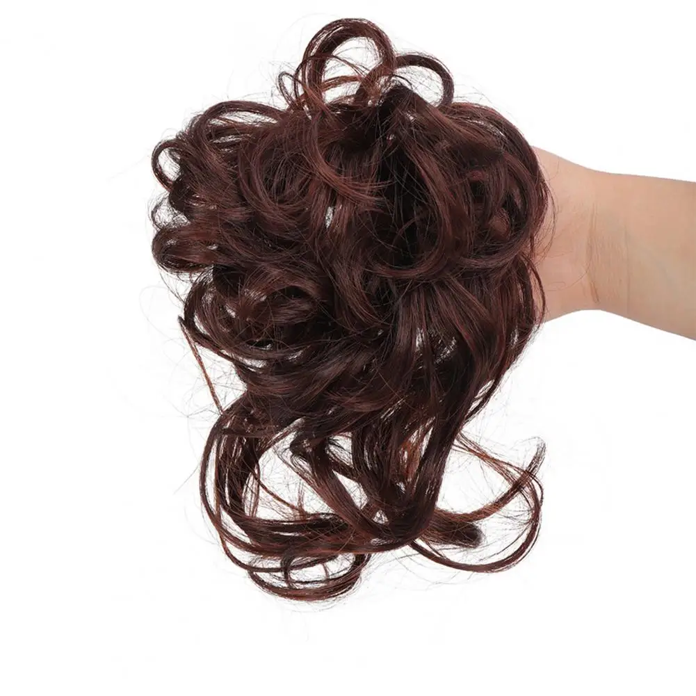 메시 번 가발 헤어 타이 탄성있는 푹신한 자연스러운 헤어 익스텐션 여성 소녀용 헝클어진 업두 합성 헤어피스 스크런치 90
