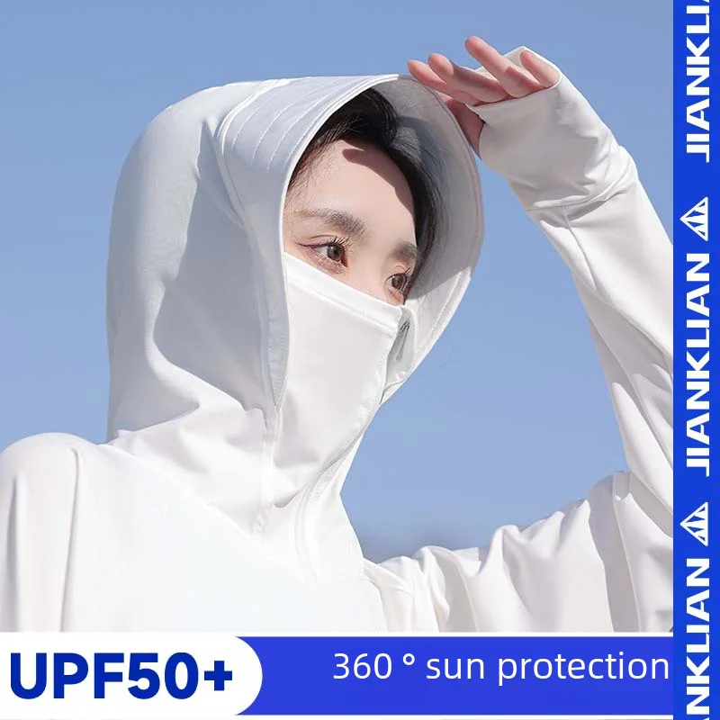 Upf50 자외선 차단 아이스 실크 햇빛가리개 셔츠, 통기성 자외선 차단 의류, 여성 파시미나, 2024 여름 신상