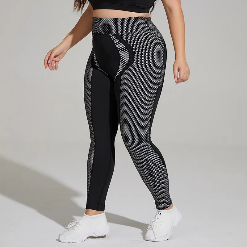 45684-47a25e.jpg Jacquard High Waisted Yoga Leggings - Plus Size - Image 1