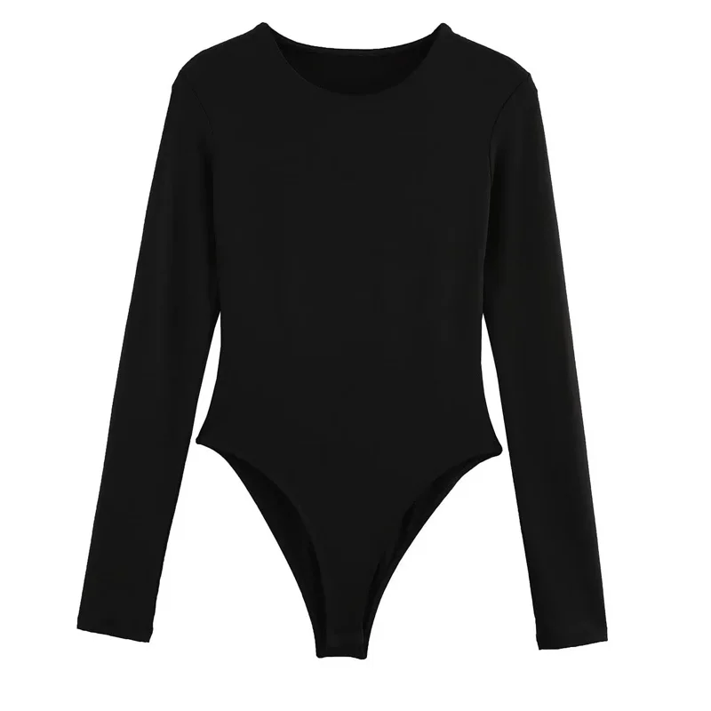 HXAO Woman 2025 Bodysuits Long Sleeve Black Body For Women Spring Summer Slimming Bodysuit Lingerie One Piece Thong Bodysuit