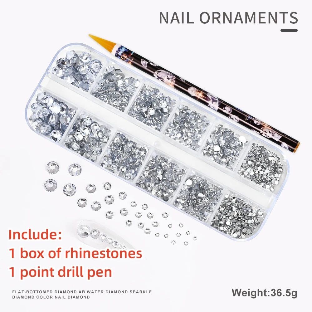 Sparkling Crystal Nail Art Rhinestones Kit with Tools
