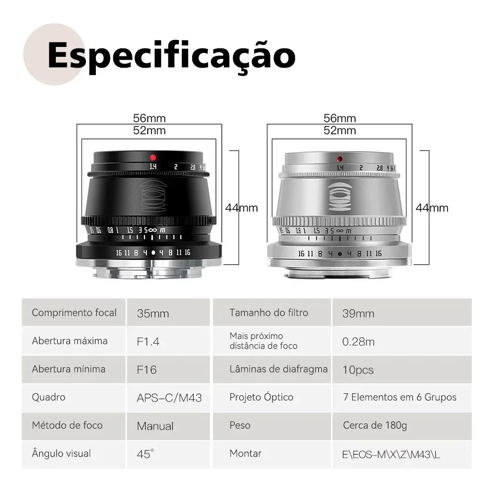 수동 초점 APS-C 카메라 렌즈 TTArtisan 35mm F1.4 렌즈 ㉿ E/후지 X/캐논 M용, 라이카 L/니콘 Z용, 파나소닉 올림푸스 M43용